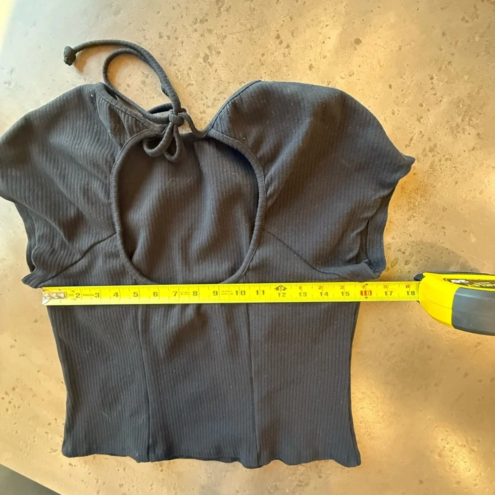 Anthropologie Corset knit top with open back. Black. - Picture 7 of 7